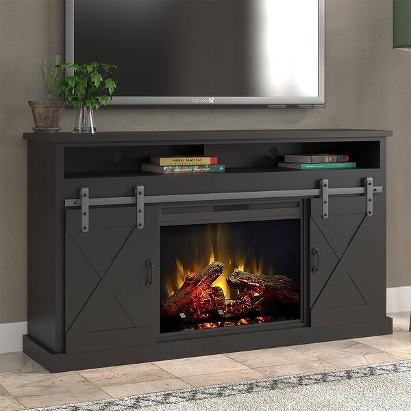 66" Black Fully Assembled Fireplace TV Stand, Holds Up To A 70" TV Bed Bath & Beyond 35323808